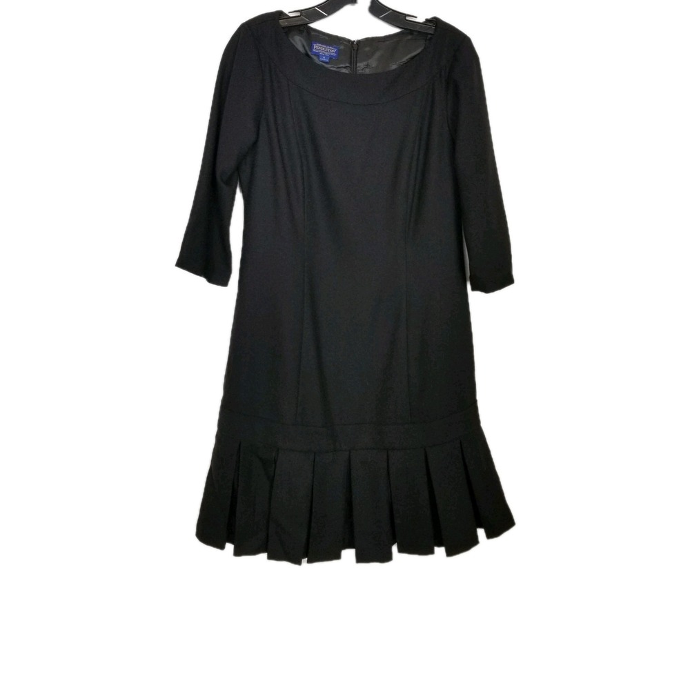 Pendleton Women Virgin Wool Dress Sz 6 Black 3/4 Sleeve Classic‎ Office